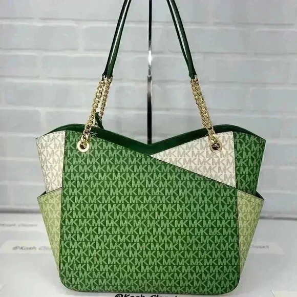 Michael Kors Shoulder Bag xchain Large Purse MK Signature Tote Fern Green - Picture 4 of 12